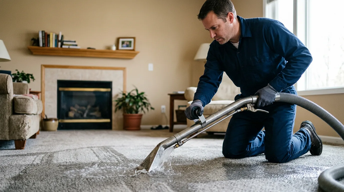 Water damage restoration technician working near Dewitt, VA